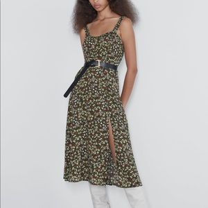 Zara print midi dress bloggers fav